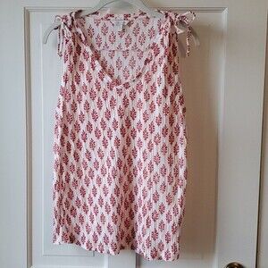 LUCKY BRAND ORANGE CREAM BOJO SLEEVELESS TOP V-NECK COTTON FLORAL SMALL